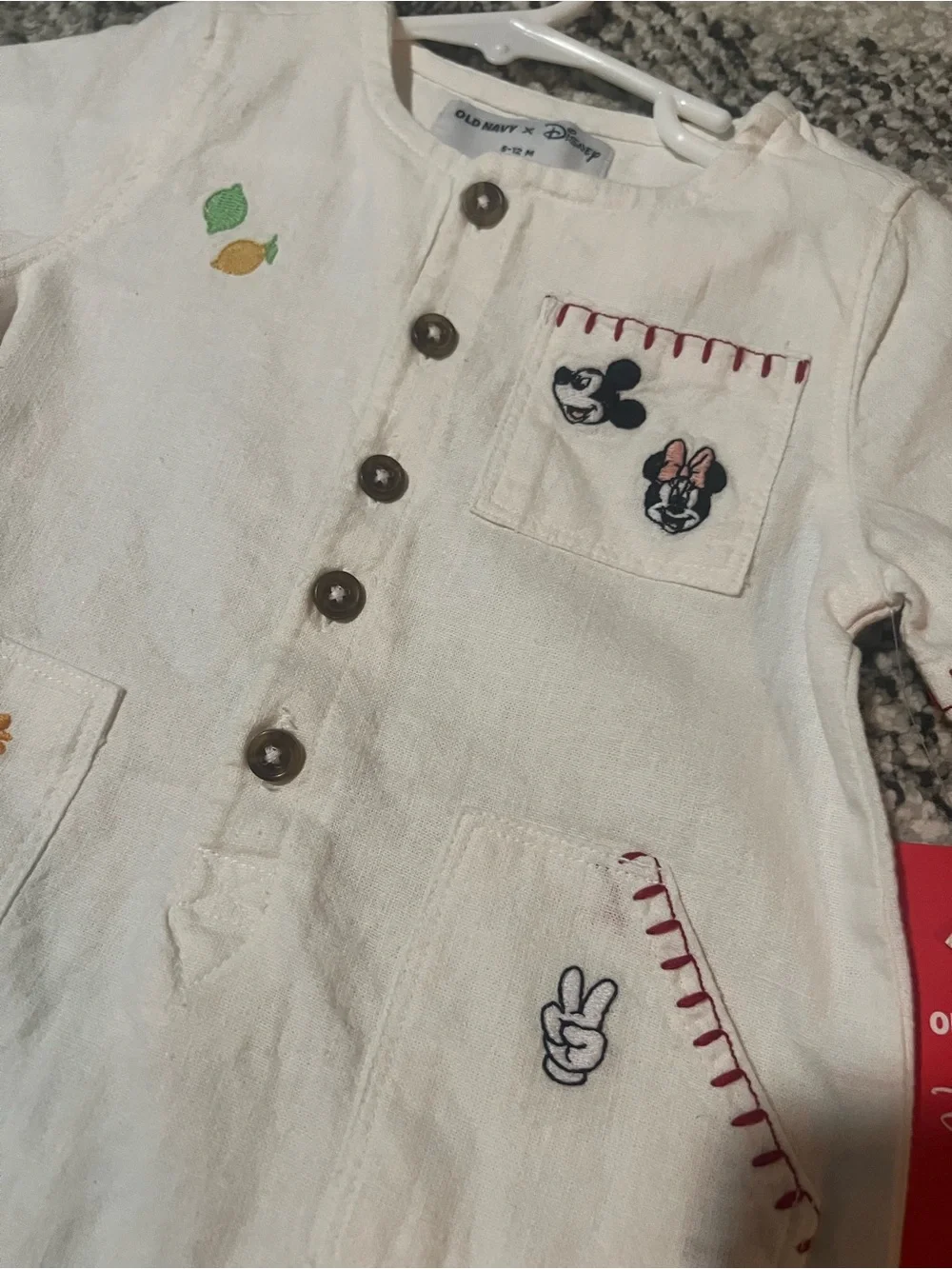 Disney X Old Navy 6-12 months linen embroidered baby romper